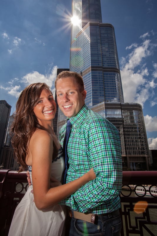 couple in front of trump building