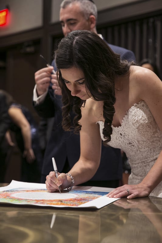 bride signing ketubah