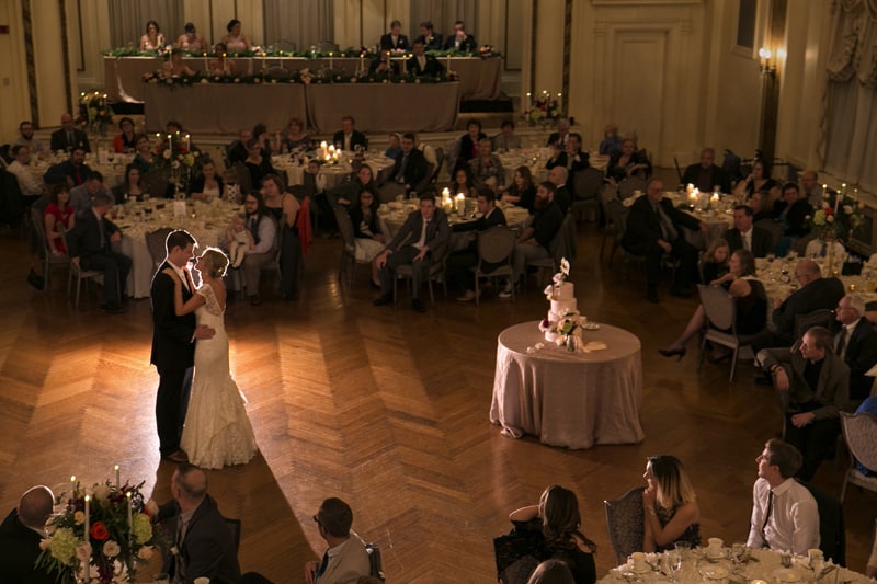 first dance picture shot from balcony at greystone hall