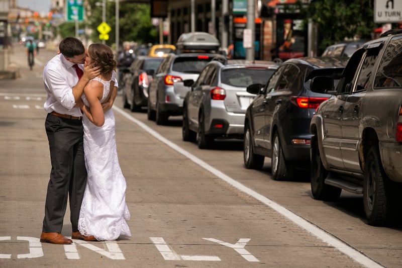 wedding picture in downtown cleveland