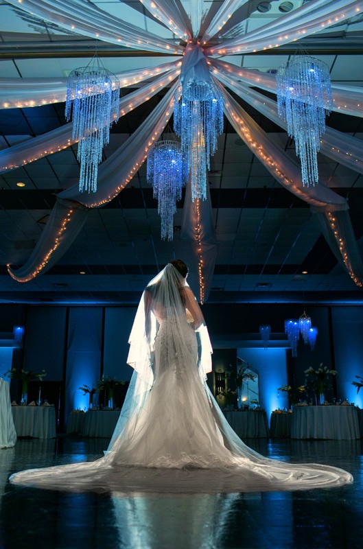 wedding picture of bride in landerhaven ballroom