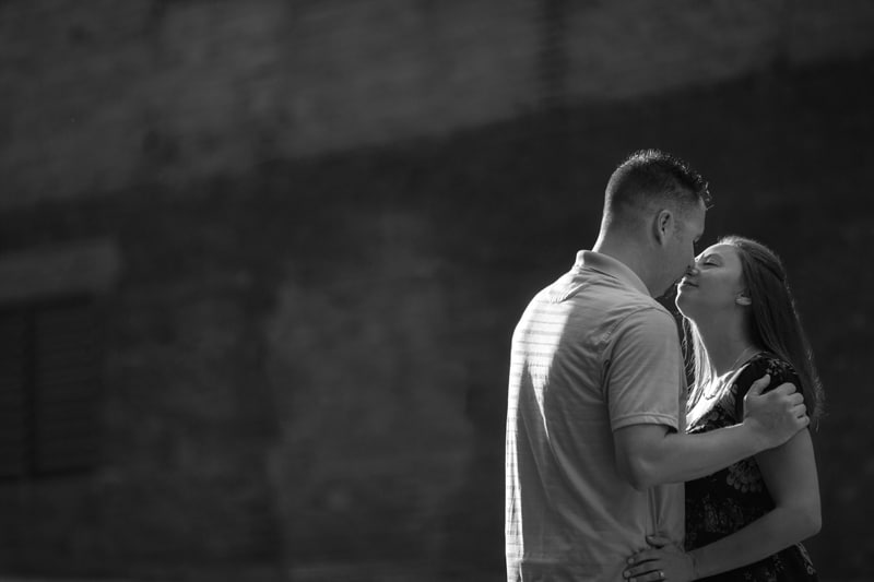 black and white engagement session in akron