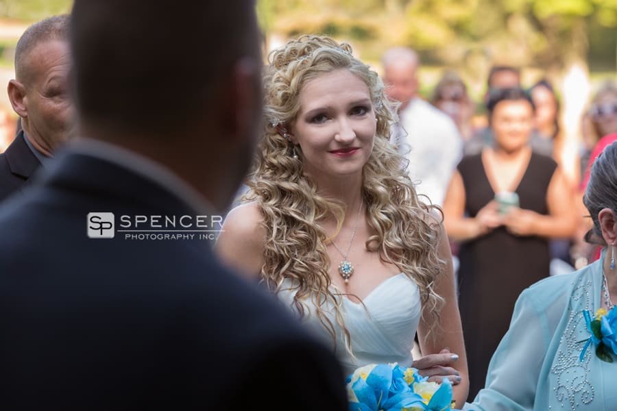 bride seeing groom at ceremony