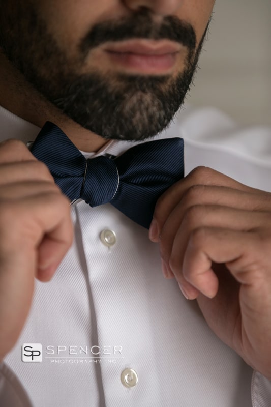 detail shot of grooms bowtie