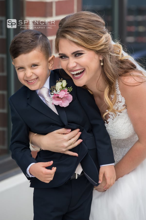 bride and son on her wedding day in akron