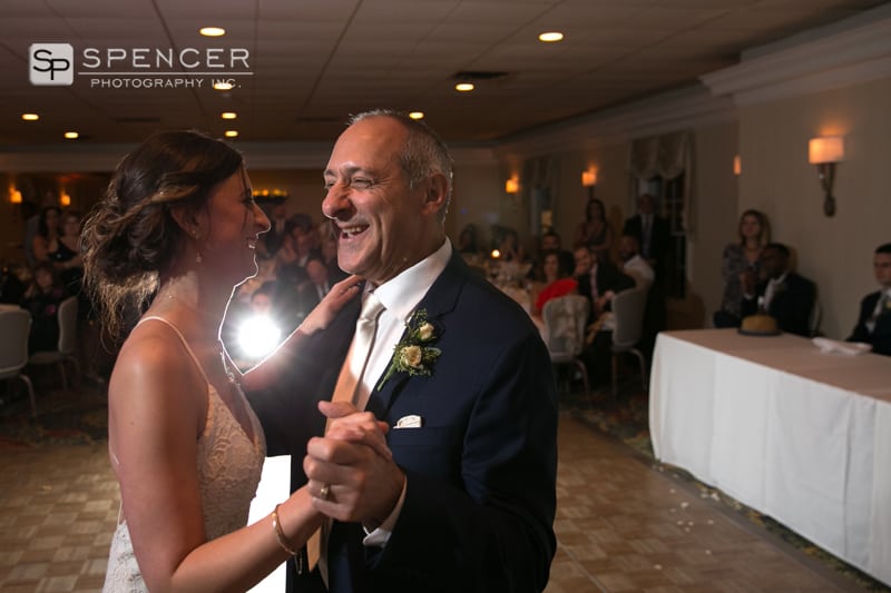 dad dancing with bride at wedding reception in chagrin falls