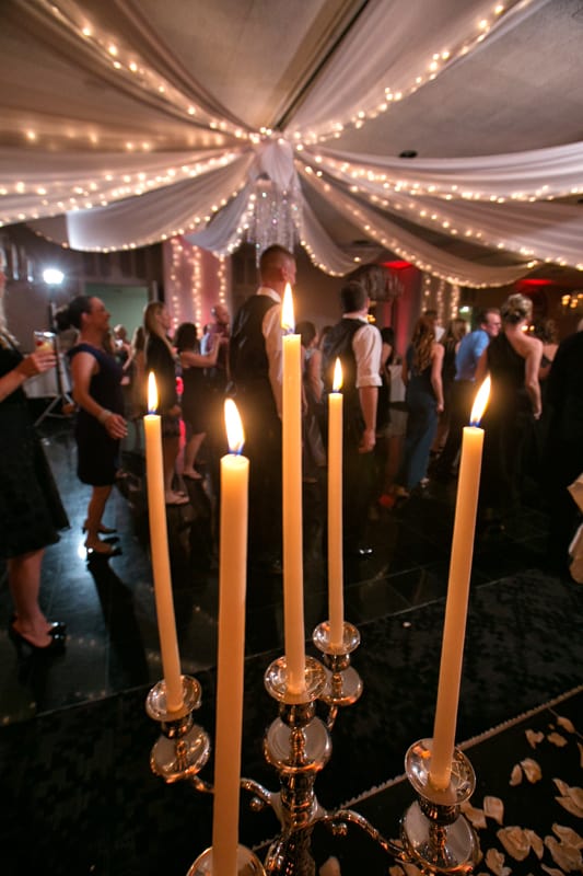 candle details at landerhaven wedding reception