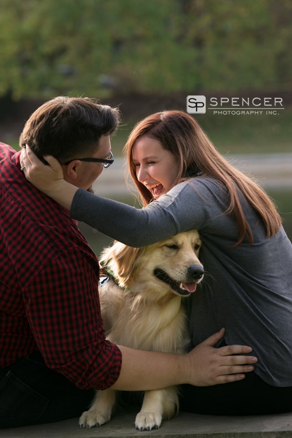 dog in engagement pictures