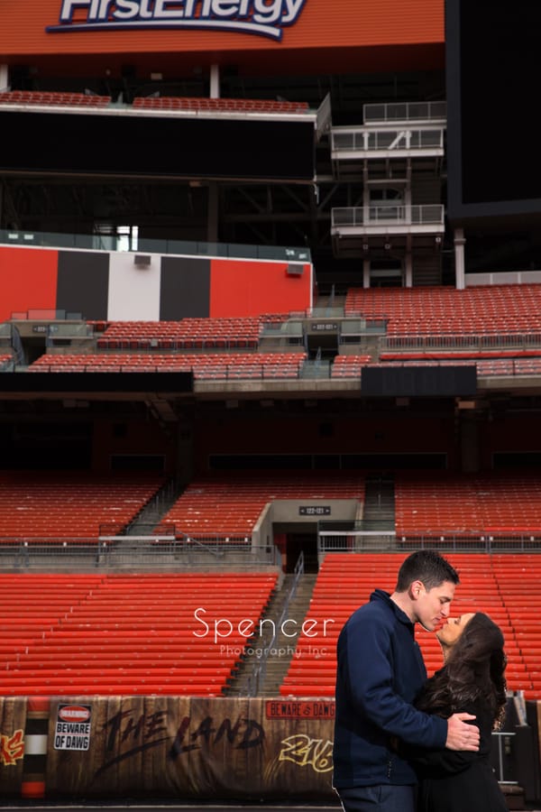 Couple kiss at First Energy Stadium