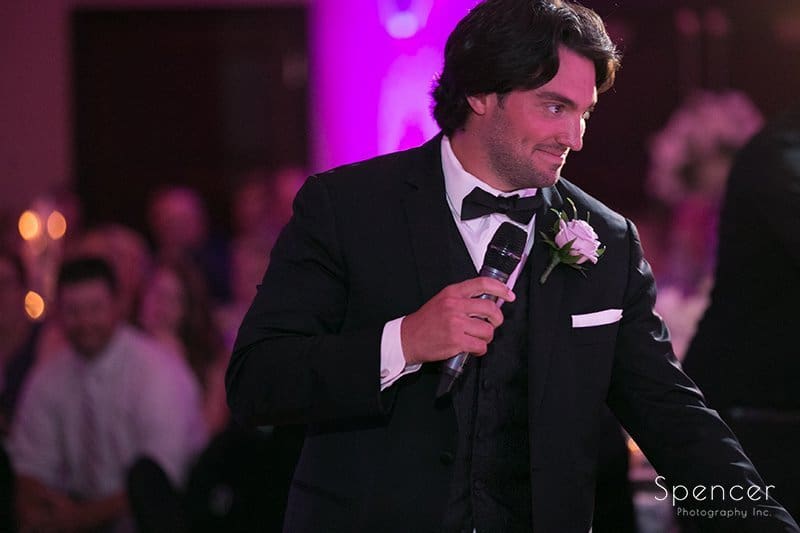 best man speech at wedding reception at Bertam Inn reception