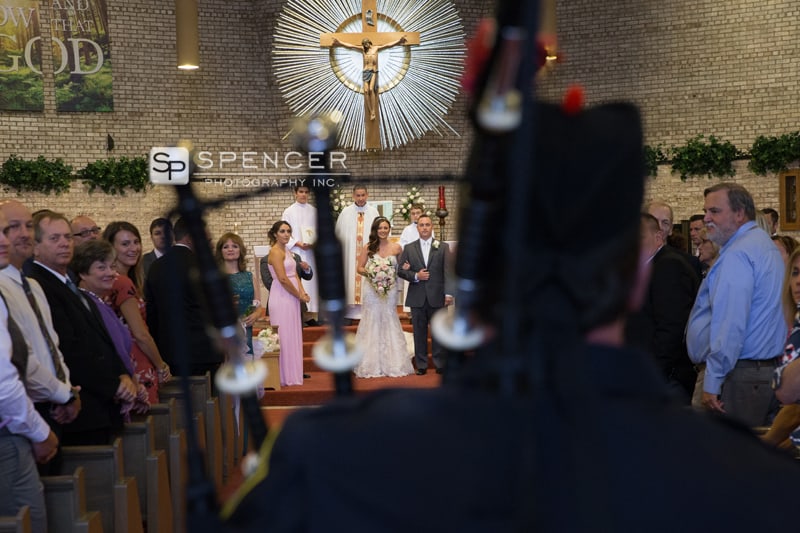 wedding processional with bagpipes