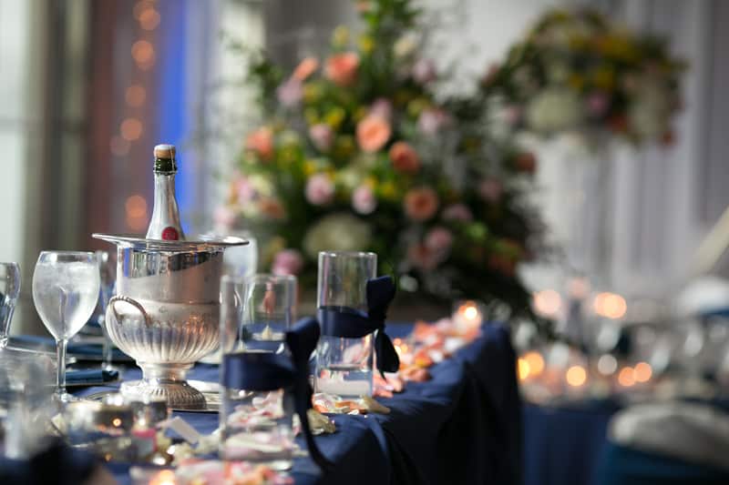 head table at wedding reception at landerhaven