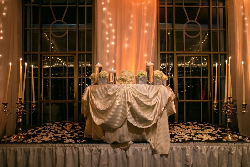 Sweetheart table at wedding reception at Landerhaven