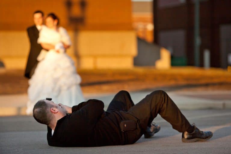 cleveland wedding photographer laying on ground