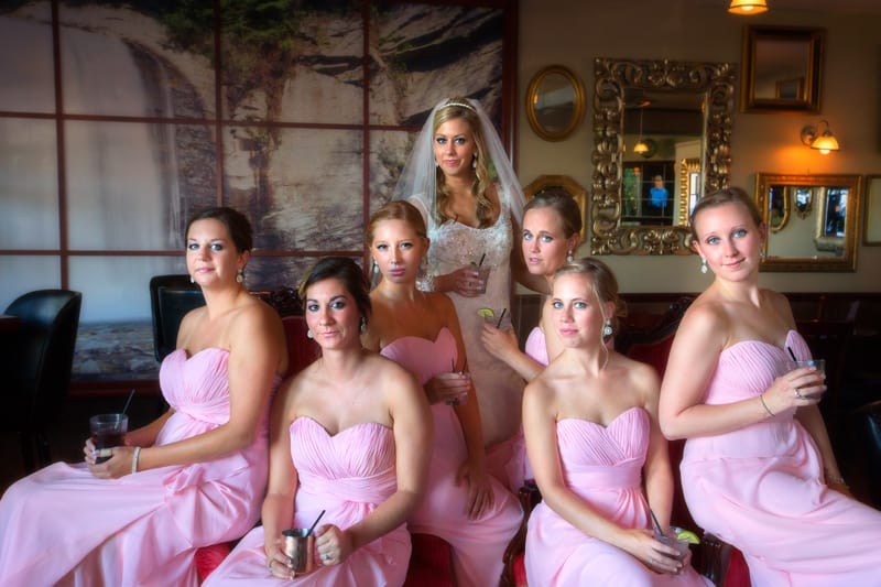 bridesmaids posing at cashmere cricket