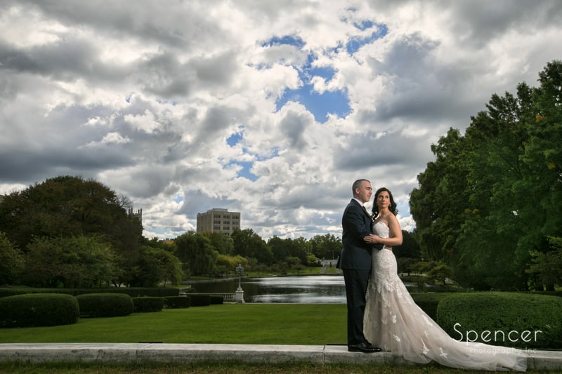 dramatic wedding picture in wade oval park cleveland