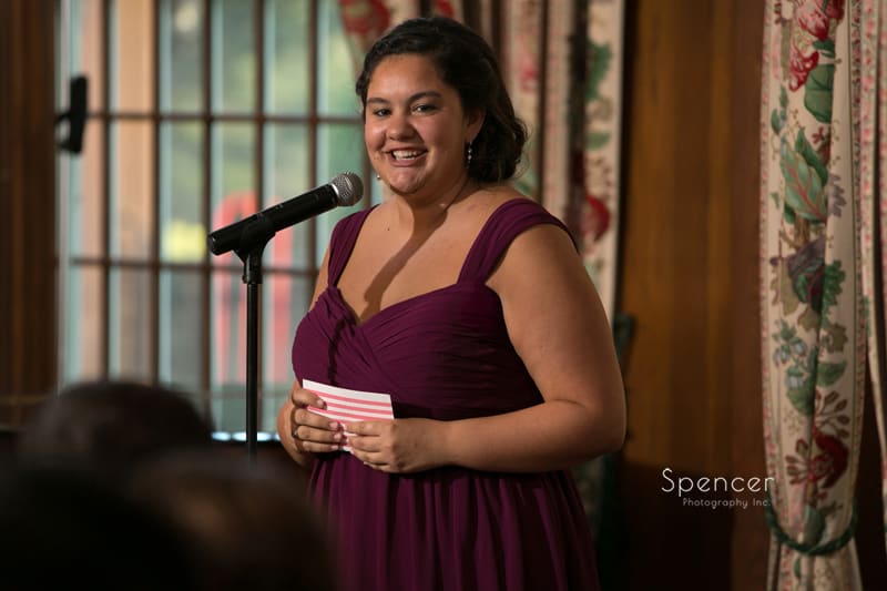  bridesmaid speech at wedding reception at Mayfield Country Club