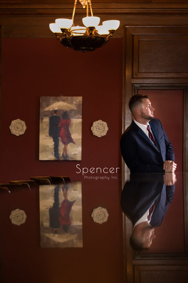 wedding day picture of groom at Greystone Hall