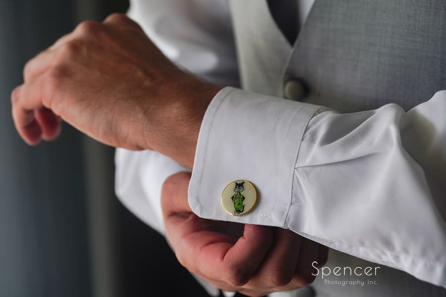 grooms vintage cuff links for his wedding in akron