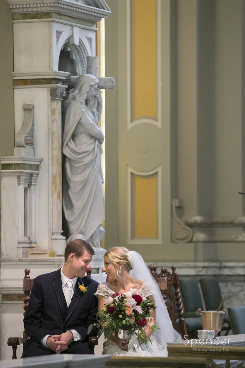 bride and groom during wedding ceremony at st colman