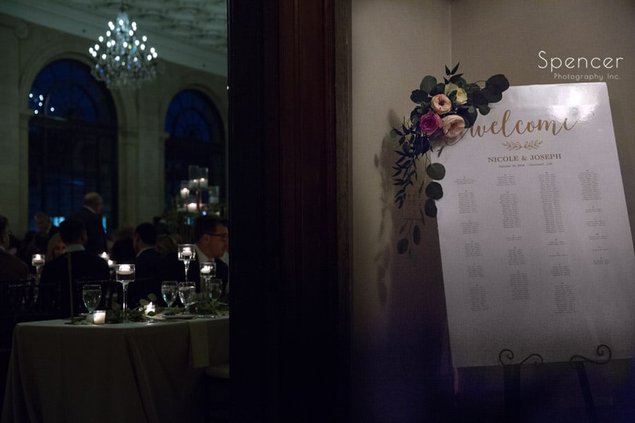 wedding reception seating chart at ariel pearl cleveland