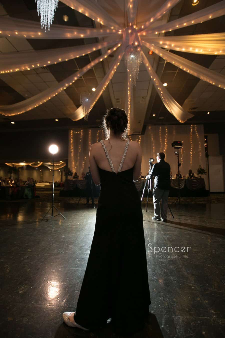 cool wedding reception picture of sister of bride at landerhaven