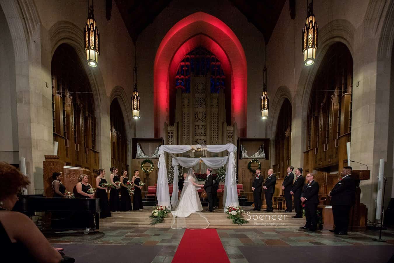 wide shot of christmas wedding at first baptist church cleveland