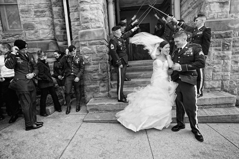 brides veil blowing at her wedding in cleveland