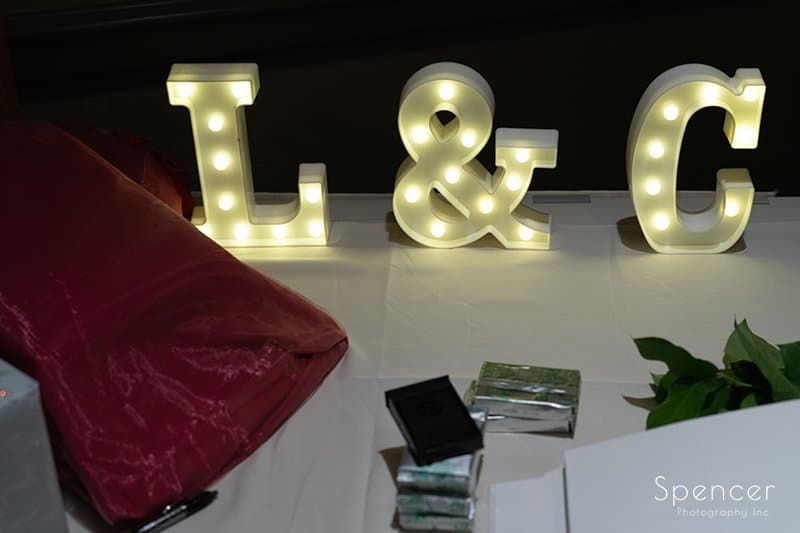 custom wedding reception lighted initials