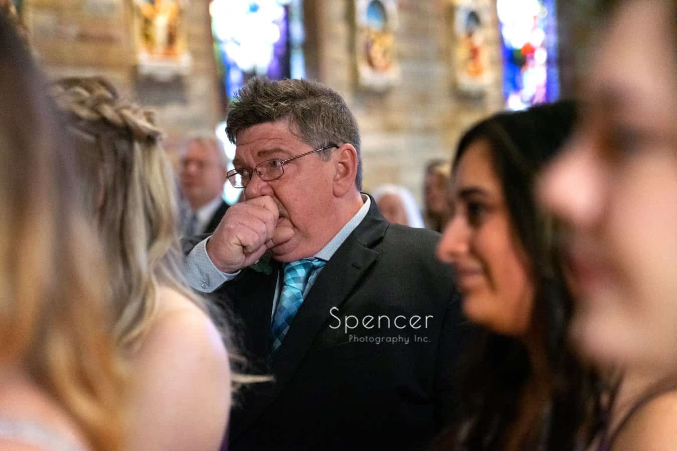 dad choking up at Indiana wedding ceremony
