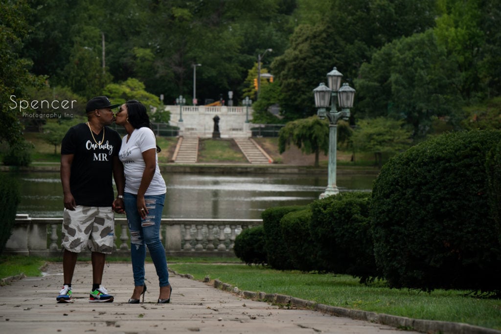couple kissing in wade oval park cleveland