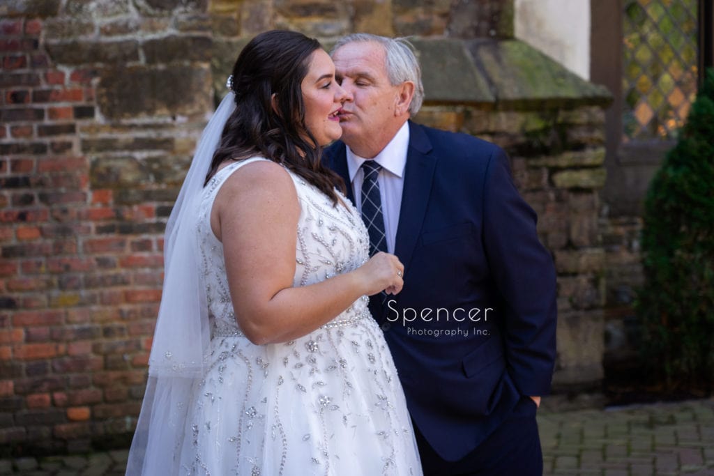 dad kissing bride
