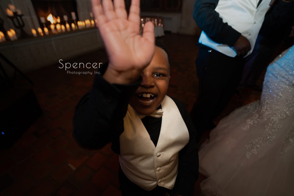 ring bearer at Glenmoor wedding reception