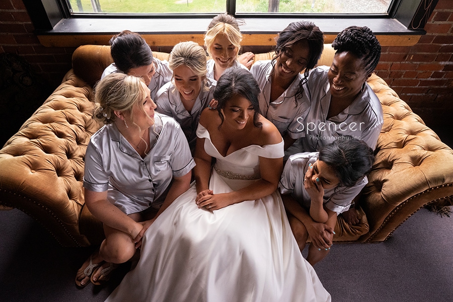 a picture of bride with bridesmaids