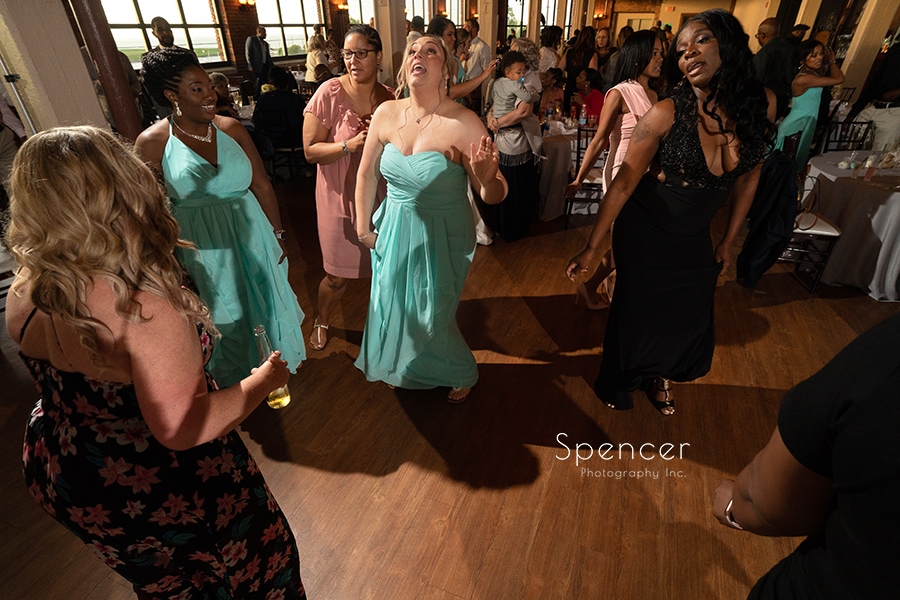  women dancing during Cleveland wedding reception