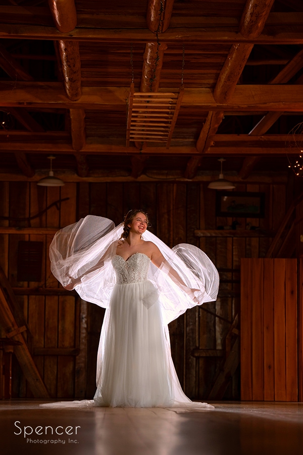 joyous picture of bride at Crystal Brook Farm