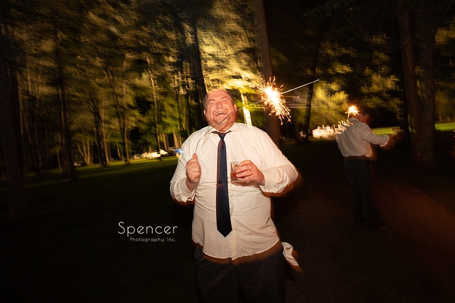 father of bride with sparkler