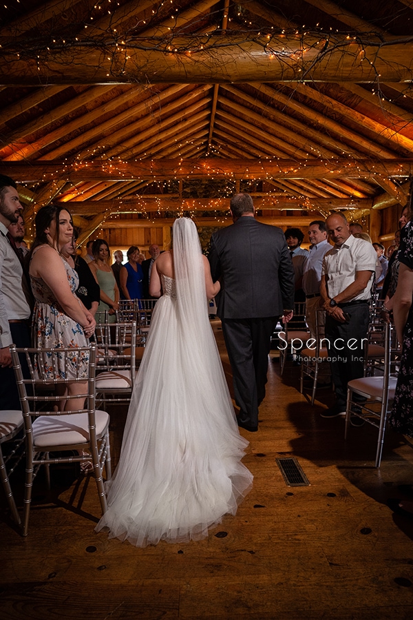 dad walking bride down aisle at Crystal Brook Farm ceremony
