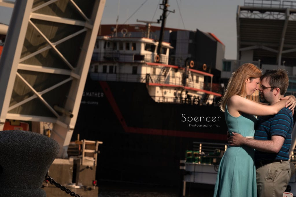 Cleveland engagement photography in Voinovich Park