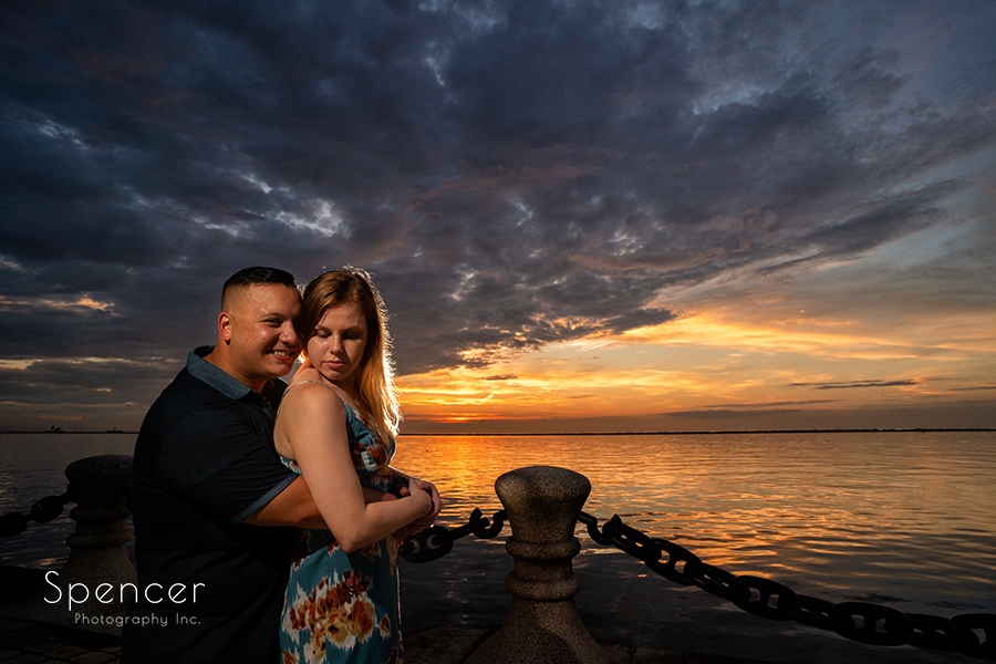 dramatic engagement picture on Cleveland Lake Erie