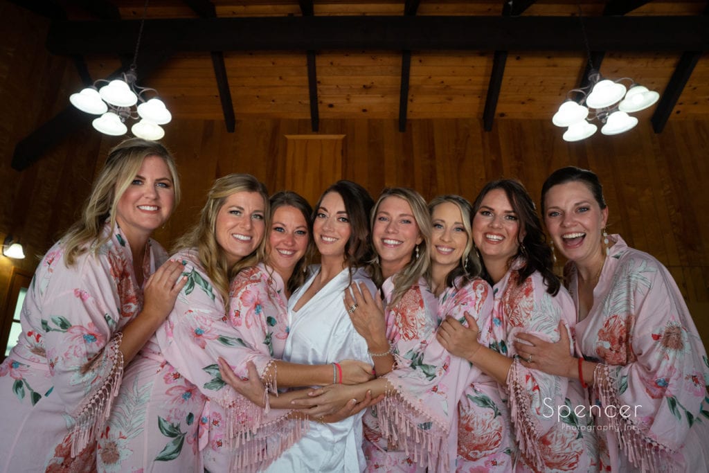 bridesmaid in robes at Patterson Fruit farm