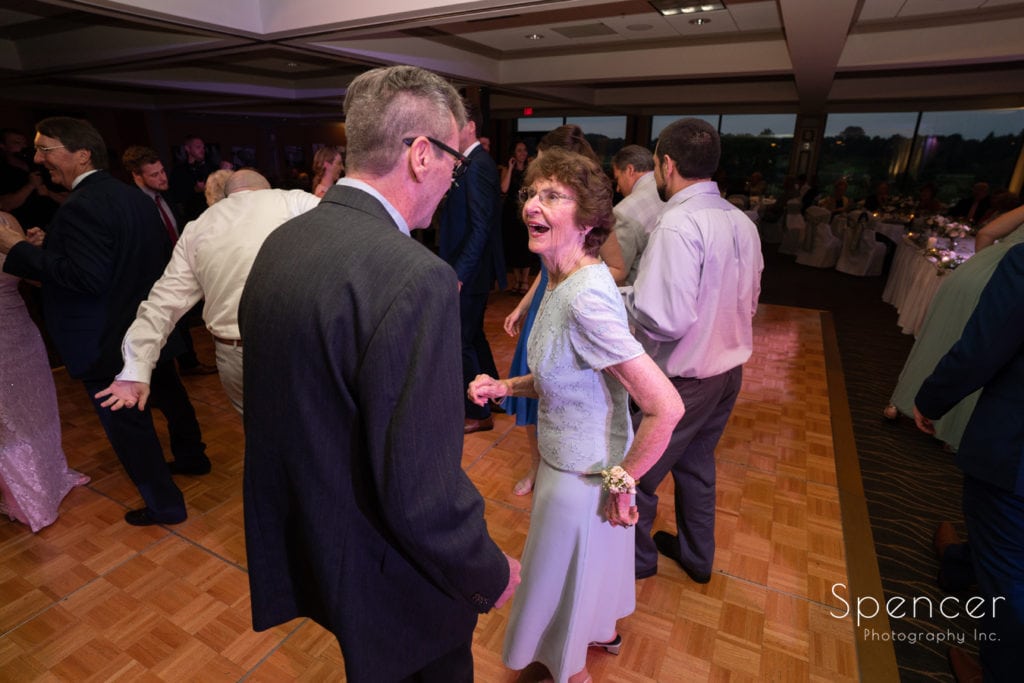 grooms grandma dancing at wedding reception