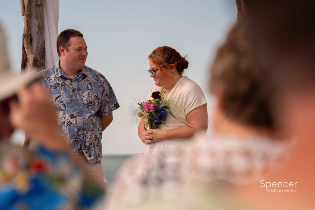 wedding ceremony at Dock's Beach House