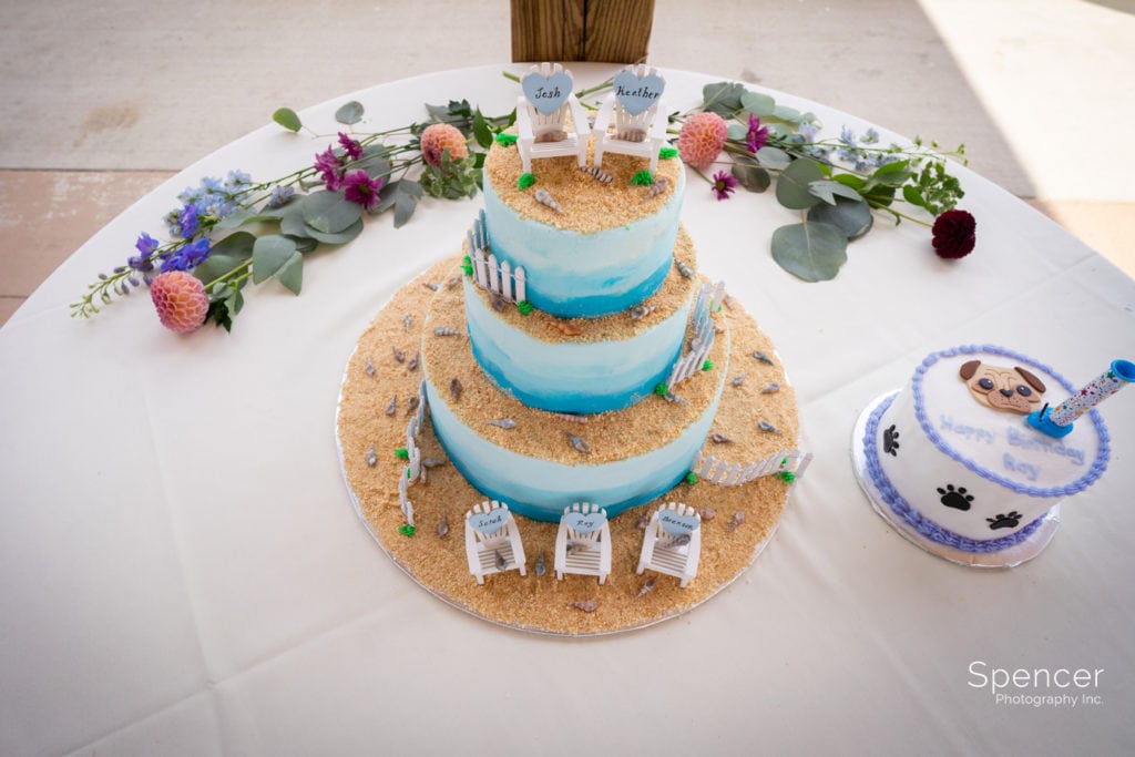 wedding cake at docks beach house