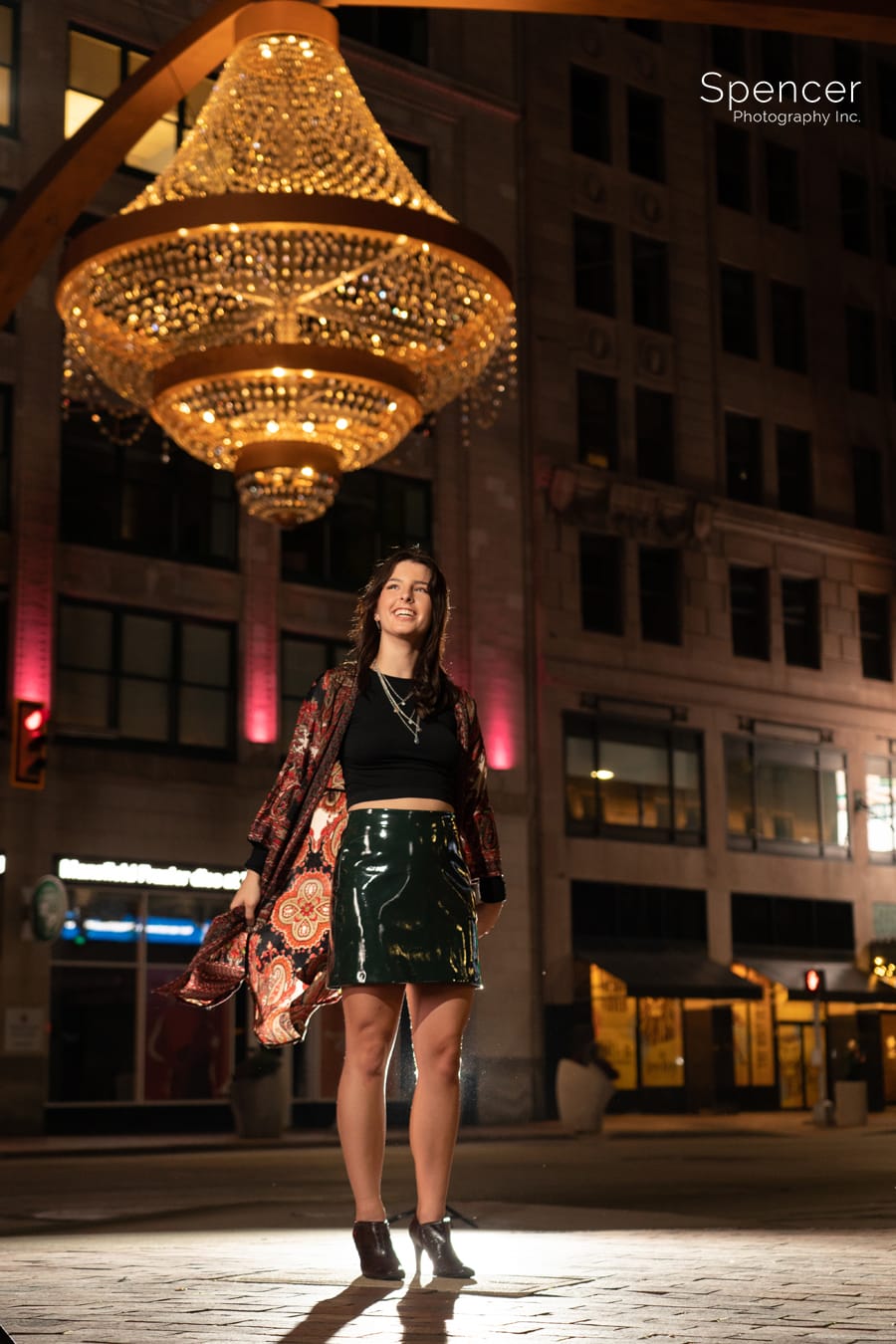 senior picture in Playhouse Square Akron