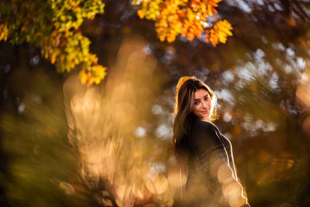 fall senior picture in Cleveland Park