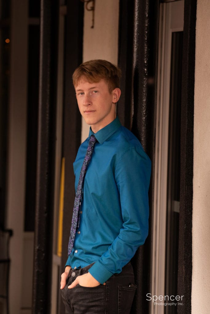 senior picture of male in downtown akron