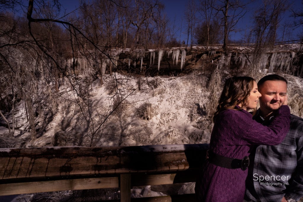 winter engagement session at brandywine falls