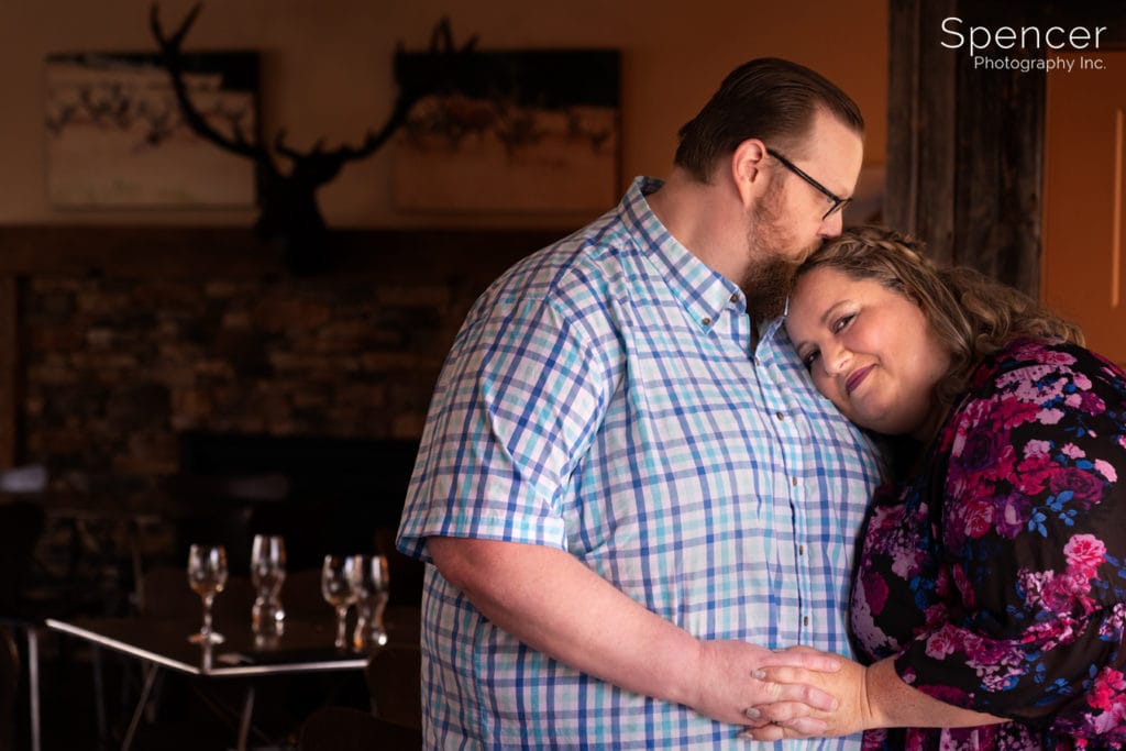 Engagement picture at High and Low Winery in Medina