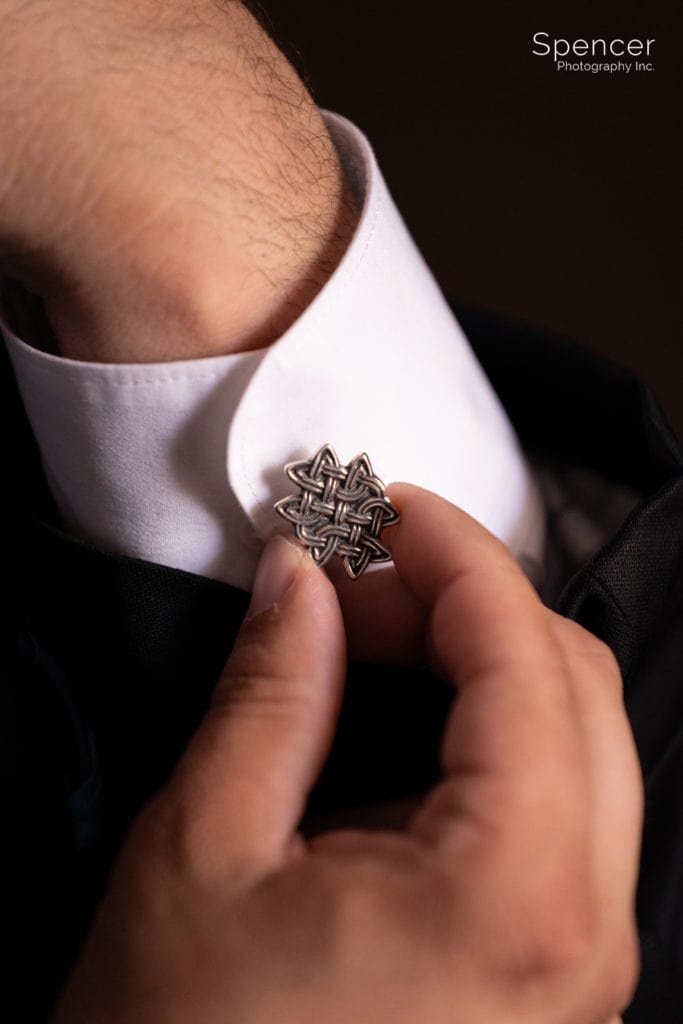 a grooms celtic cuff link